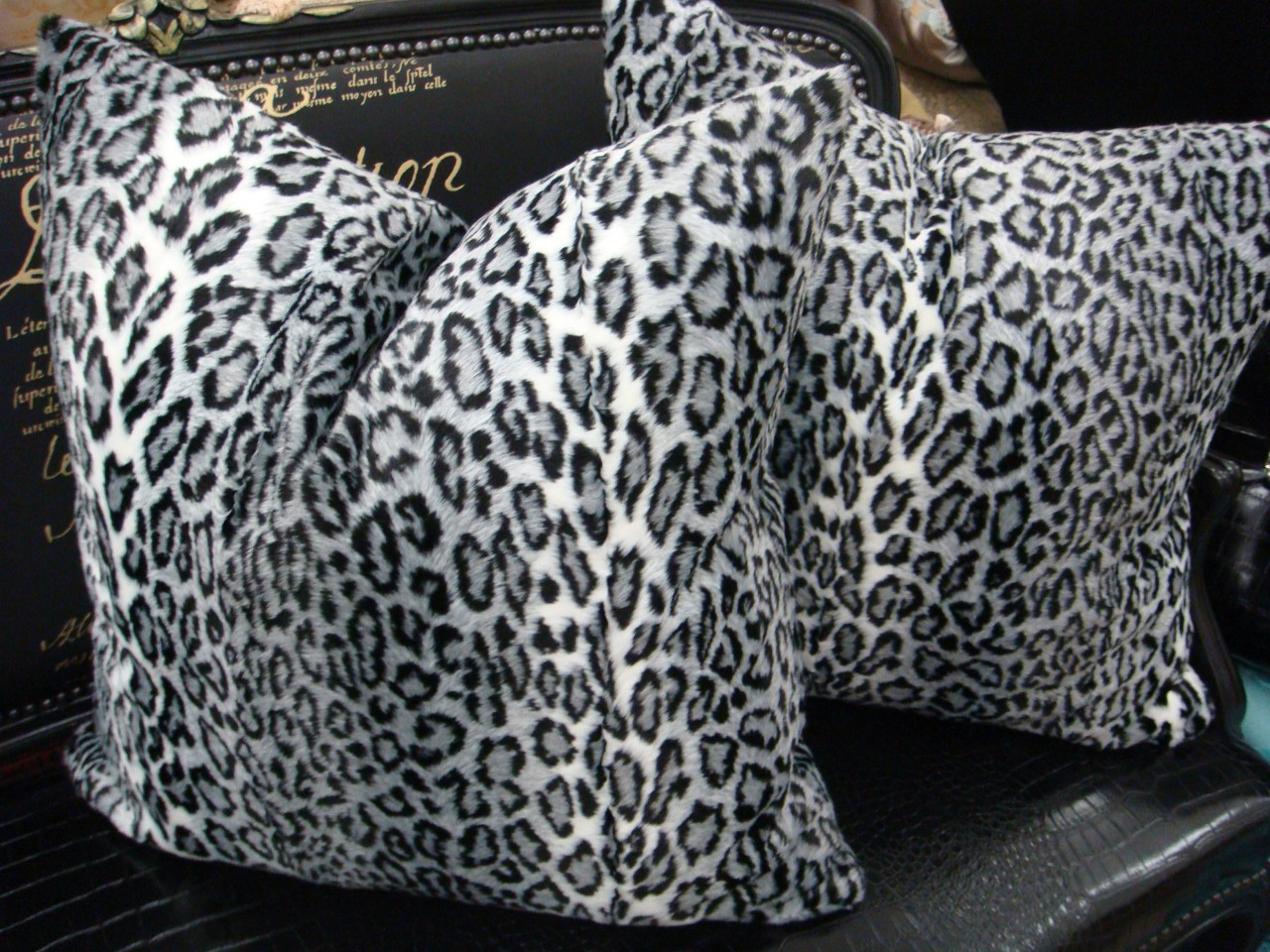 Pillow Covers, Snow Leopard Print throw pillow in faux fur