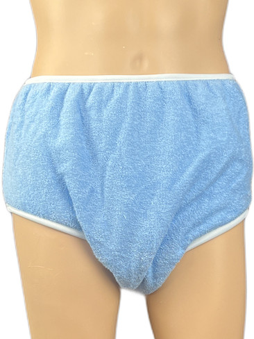 Baby Blue Terry Towelling Adult Brief Double Thickness cloth diaper abdl pant absorbent washable reusable incontinence panties 
