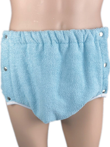 DryDayz Side Fastening Baby Blue Terry Towelling Adult Incontinence Brief Pants Single Thickness ABDL Washable Nappy Nappies Diaper