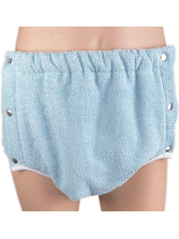 DryDayz Side Fastening Baby Blue Terry Towelling Adult Incontinence Brief Pants Double Thickness ABDL Washable Nappy Nappies Diaper