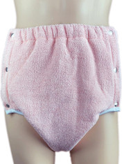 DryDayz Side Fastening Terry Towelling Adult Brief Double Thickness Baby Pink