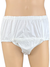 White Front Fastening Plastic Adult Pull Up Pants for incontinence - DryDayz.com