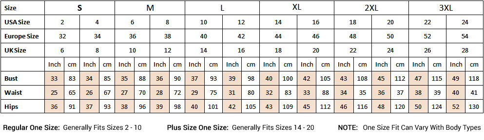 Leggings Superstore Size Charts