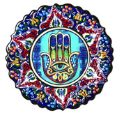 Turkish Ceramics-Hamsa-navy plate- diameter:7 inch (18cm)