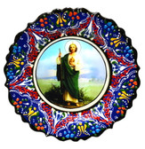 Turkish Ceramics-Ikona Series-Saint Jude-navy plate-diameter: 7inch (18cm)