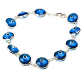 Sterling Silver Evil Eye Bracelet-light blue