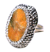 Sterling silver ring with druzy stone and cz's.