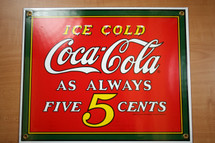 Ice Cold Coca-Cola As Always Five Cents Standard Signs