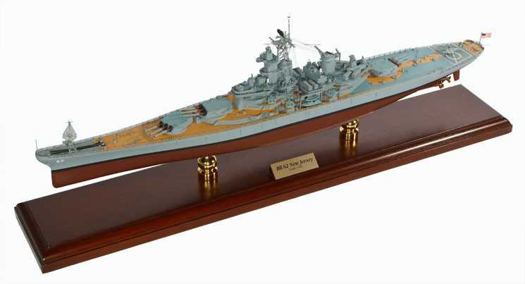USS New Jersey BB-62 Battleship - 1/350 Scale Mahogany Model