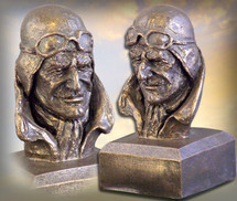 "Pilot Bust" bronze-toned finish Sculpture by Michael Garman Garman Sculptures