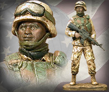 Sculpted Figures "American Soldier African American Male - Handpainted" Garman Sculptures