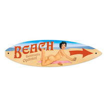 Nude Beach Surfboard Metal Sign Pasttime Signs