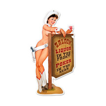 Cowgirl Saloon Custom Metal Shape Pasttime Signs