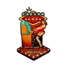 Casino Pinup Custom Metal Shape Pasttime Signs