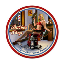 Barber Shop Round Metal Sign Pasttime Signs PT-HB062