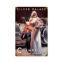 Silver Palate Champagne Vintage Metal Sign Pasttime Signs