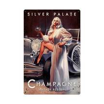Silver Palate Champagne Metal Sign Pasttime Signs