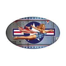 Plane Pinup Oval Metal Sign Pasttime Signs