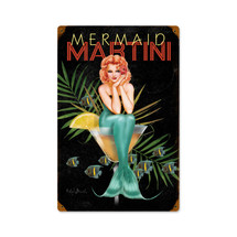 Mermaid Martini Vintage Metal Sign Pasttime Signs