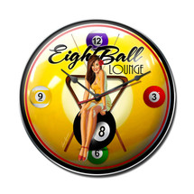 Eight Ball Pinup Clock Pasttime Signs