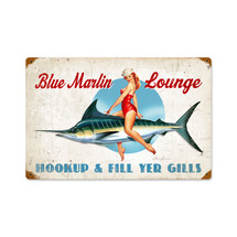 Blue Marlin Lounge Vintage Metal Sign Pasttime Signs
