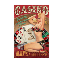 Casino Pinup Metal Sign Pasttime Signs