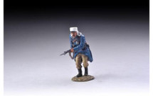Charging Legionnaire in greatcoat with bayonet fixed (khaki trousers)