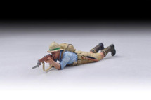 British soldier lying down rifleman (blue/grey shirt)