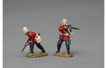 Two British Redcoat figures in Pith helmets
