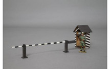 Guard house with barrier and WWI Freikorps sentry figure w/ machine gun