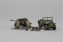 Australian 6 Pounder, Mickey Mouse pattern Bantam Jeep and Two Australian Guards crew figures