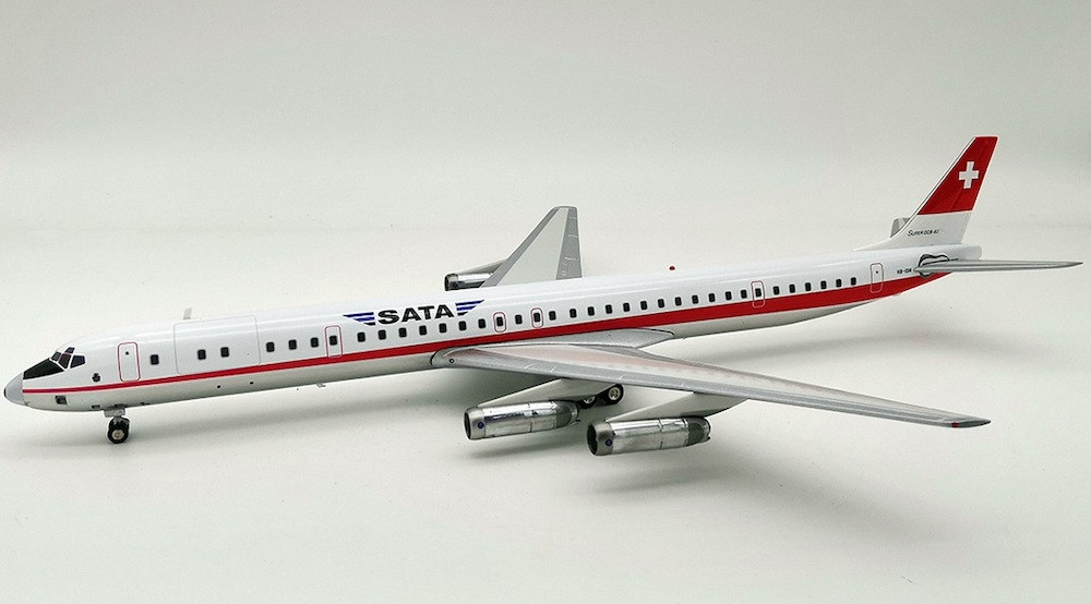 SATA Douglas DC-8-63 HB-IDM With Stand, 1:200 Inflight 200 IF-8631218