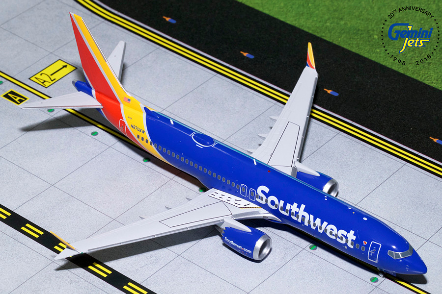 Southwest Airlines 737 Max 8 N8706w Gemini Diecast Display Model