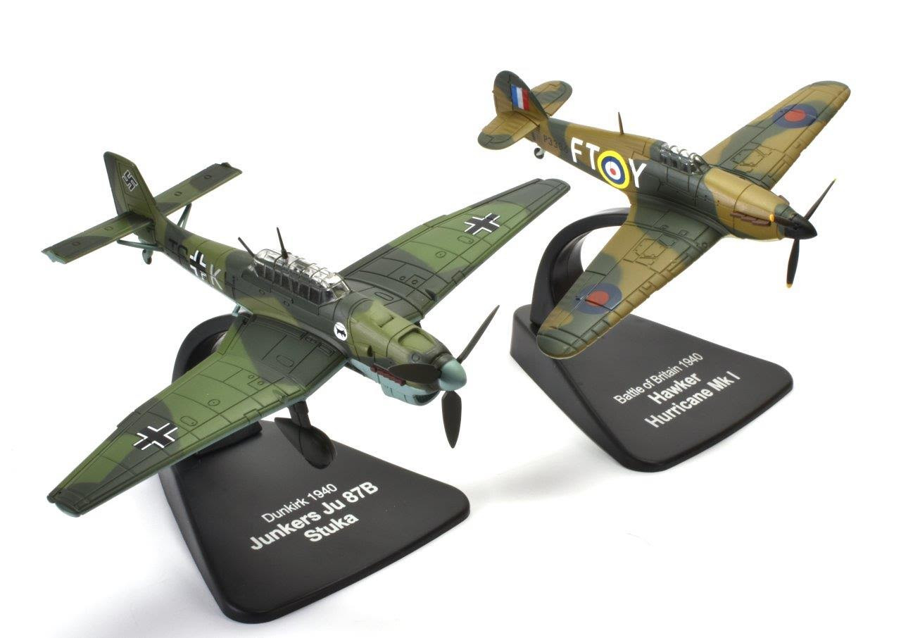 Military Diecast 1/100 Scale Model Fighter Aircraft Stuka Spitfire Hurricane 