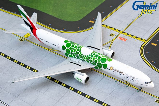 Emirates B777-300ER A6-EPU (green Expo 2020 livery) Gemini Jets Display  Model