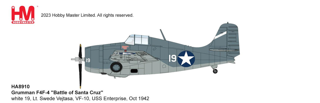 F4F 4 Wildcat USN VF 10 White 19 Swede Vejtasa USS Enterprise