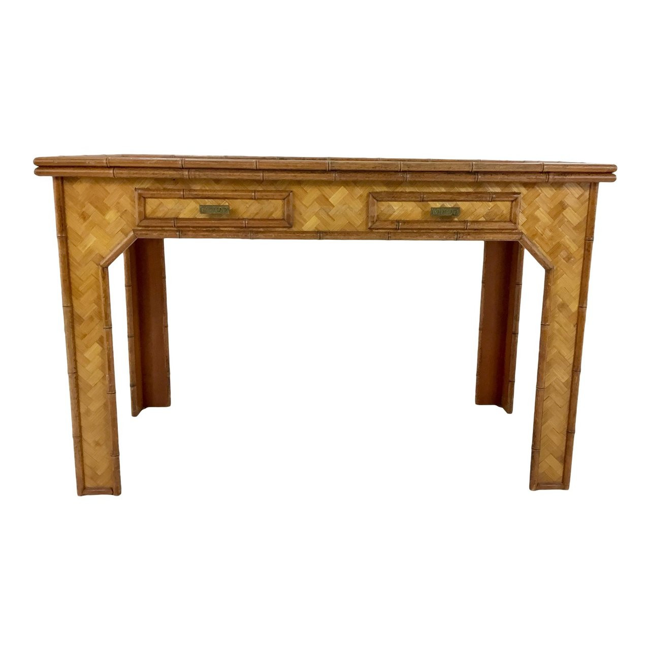 Asian Style Mid Century Vintage Bamboo Rattan Desk 14th Asian Style Mid Century Vintage Bamboo Rattan Desk 14th