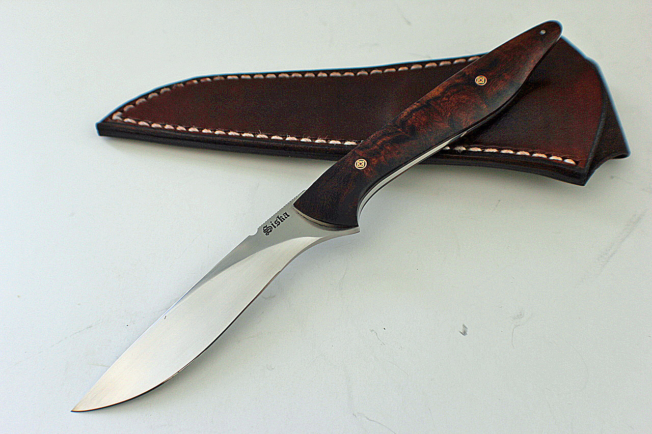 Jim Siska Custom Ironwood Bird And Trout knife (Satin) - Perry Knife Works