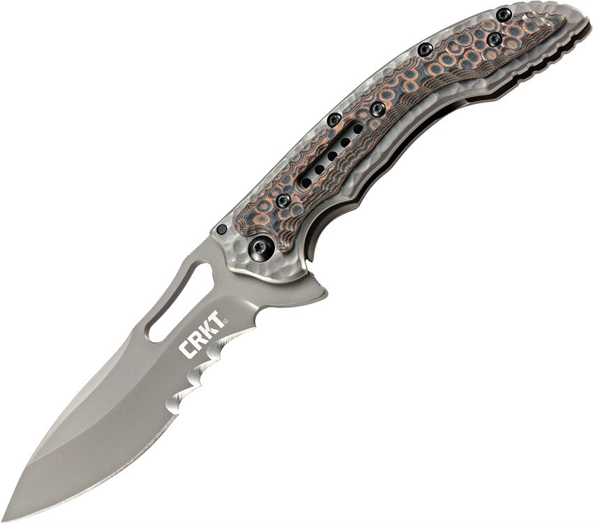 CRKT Ikoma Fossil Compact Serrated Frame Lock Knife (Gray) Perry