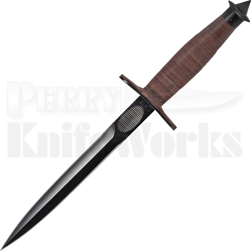 Case V42 Devils Brigade Stiletto Fixed Blade Knife (Black) Perry