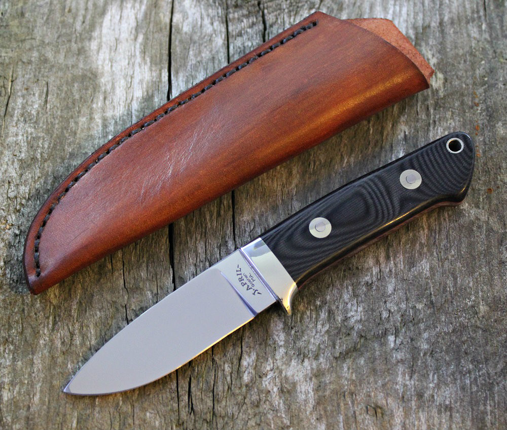 John April Custom Loveless Style black Fixed Blade Knife (Polish)
