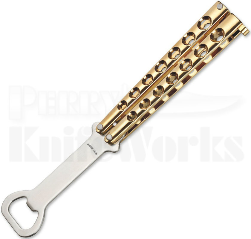 Boker Magnum Balisong Gold Bottle Opener Butterfly Knife