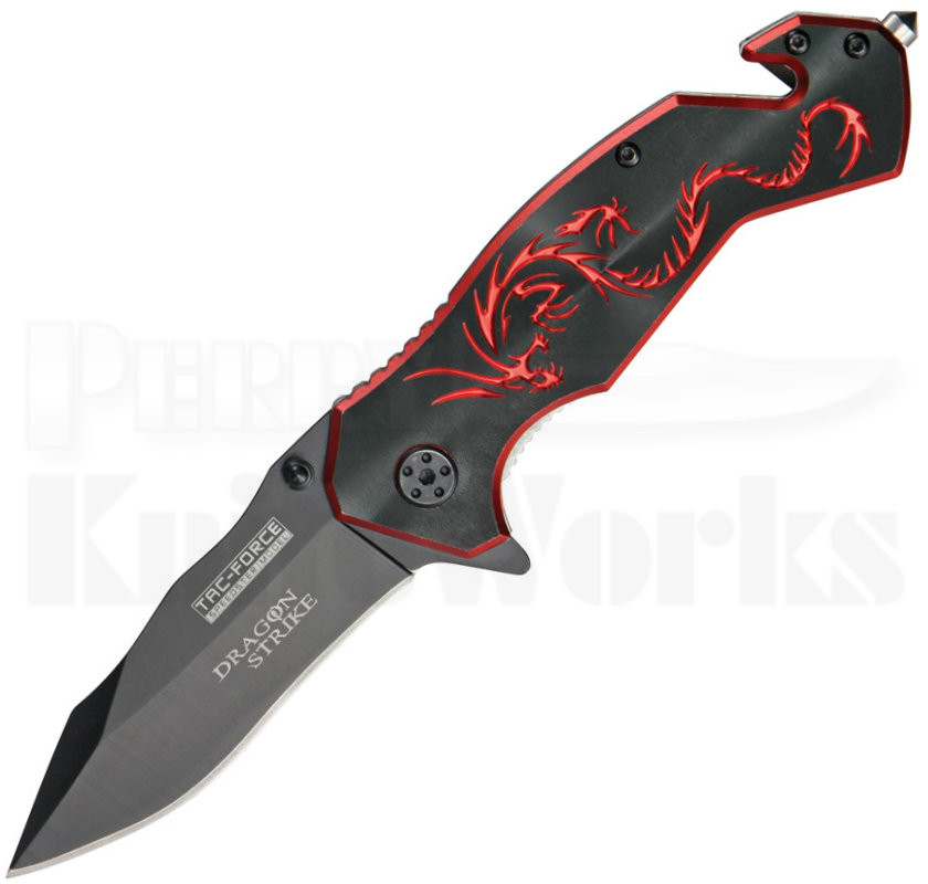 TacForce Dragon Strike Rescue Red Spring Assisted Knife TF759BR