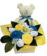 Baby boy bouquet in yellow , blue and white