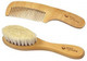 wooden hair brush and comb set