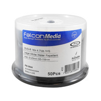Falcon Media DVD-R 16X Water Repellant Matte White Inkjet Hub Printable 50 Pack | PN 0644