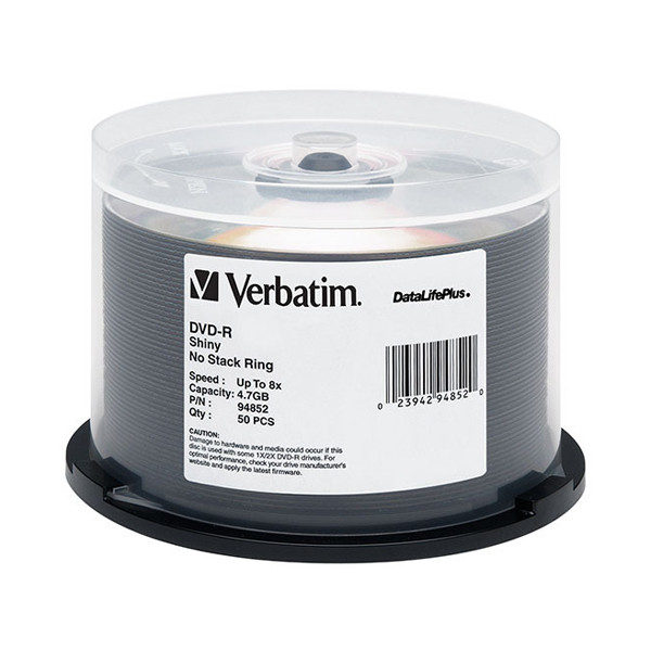 Verbatim DVD-R 8X Shiny Silver 50 Pack | 94852