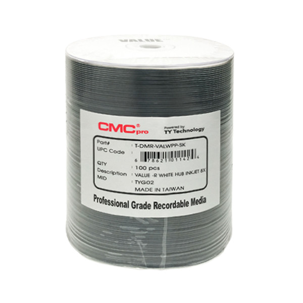 CMC PRO DVD-R 8X 4.7GB Value Line - White Inkjet Hub Printable - 100PK | TDMR-VALWPP-SK