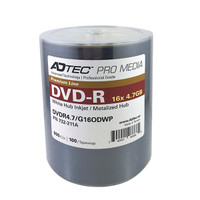 ADTEC PRO DVD-R 4.7GB 16X WHITE HUB INKJET PRINTABLE (732-211A) 100/TAPEWRAP