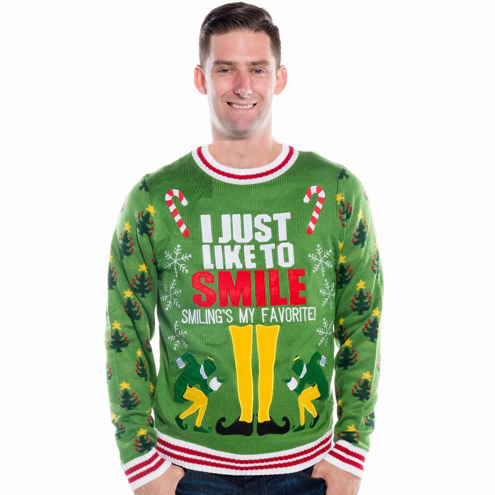Elf the Movie I Just Like to Smile Ugly Christmas Sweater | RetroFestive